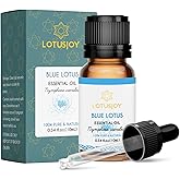 LOTUSJOY 100% Pure Blue Lotus Oil 0.34 Fl Oz, Natural Blue Lotus Essential Oil in Amber Glass Bottle with Dropper for Diffuser, Massage, Skin & DIY Use
