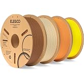 ELEGOO PLA 3D Printer Filament 1.75mm 4KG Brown/Beige/Orange/Yellow | Bundle Filament, Dimensional Accuracy +/- 0.02mm, 4 Pack 1kg Spools 3D Printing Filament, Fits Most FDM 3D Printers