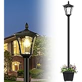 Derynome 72" Solar Outdoor Light with Planter,Waterproof Solar Post Lamp Ligts, Garden Lights for Backyard, Pathway, Patio,La