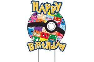 THINK GREEN FUN Anime Cartoon Birthday Cake Topper Birthday Poke Mon Party Decorations