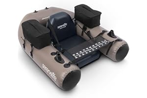 Serenelife Inflatable Fishing Float Tube – PVC Belly Boat for Angling with Fishing Rod Holders, 2 Waterproof Storage Pockets,