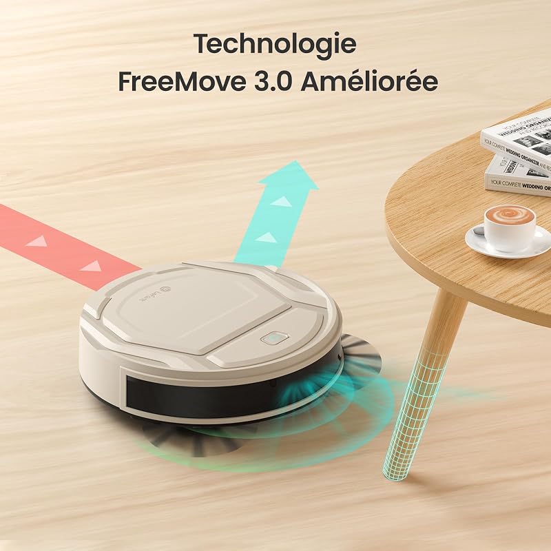 Aspirateur Robot Mince 2200Pa, Silencieux 55dB, Connecté avec WiFi/Bluetooth/Alexa/App, 120min d'Autonomie, Auto-Charge, Idéal pour Poils d'animaux Sols Durs, M210P Champagne