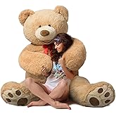 HollyHOME 5ft Giant Teddy Bear Stuffed Animal Huge Teddy Bear Plush with Big Footprints Valentines Gift 5 Feet Light Brown