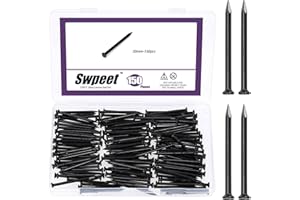 Swpeet 150Pcs 2" Black Hardware Nails Assortment Kit, Steel Nail, 3.3x50mm Galvanized Nails, Small Nails, Finishing Nails, Wa