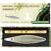 MekiInnovation Oud Agarwood Incense Sticks with Holder,Natural Charcoal Free Organic Clean Burning.Premium Quality Oud Sticks(30+Sticks, 8.2 inch),Exquisitely Gift-Boxed for Gift
