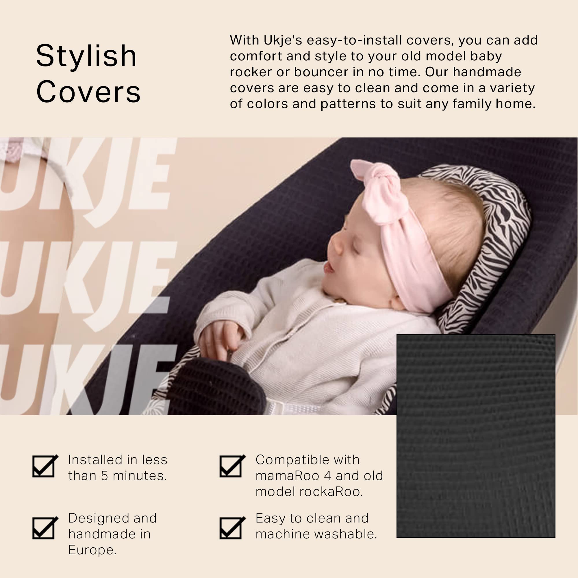 UKJE Liner Baby Rocker Cover - Compatible with 4moms MamaRoo 4 Old Model Before 2022 - Baby Swing Cover - Bouncer Cover - Cover Swing Bouncer - Black