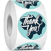 easykart labels 500 Blue Color Thank You Sticker Label 1.5" Round for Appreciation, Wedding Favors, Birthdays, Baby Shower and Small Business Owners (1 Roll)