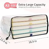 Umriox A3 Plastic Wallets Folders 12pcs Zip Document Bags Black view 2