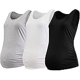 Motherhood Maternity Womens Sleeveless Scoop Neck Side Ruched Tank Top 3 Packs