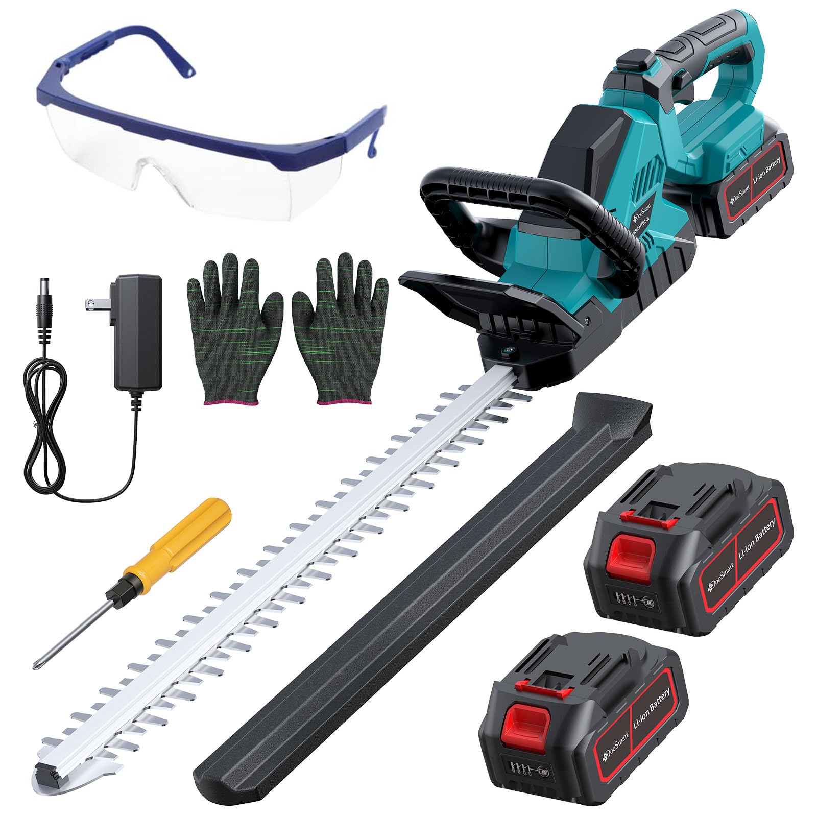 Photo 1 of 20'' Hedge Trimmer Cordless with 2pcs 4000mAh Battery, Electric Handheld Bush Clipper with Rechargeable Batteries, 3000RPM 180° Rotatable Head, 2/3'' Blade Gap