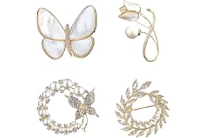 KEBOLUN LIFE Brooches for Women, 4 PCS Stylish Brooches and Pins for Women, Elegant Accessories Jewelry Women's Brooches & Pins Collection, Simulated Rhinestone Pearl Brooch Pins for Women Fashion Shawl Pin Clip Badge Corsage, Accessorize with Elegance Stand Out in Style! Broches Para Ropa de Mujer. Broche for Women.