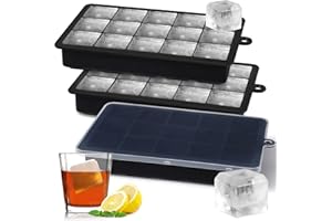 Ice Cube Trays Silicone,3 Pack Square Ice Cube Tray with Lid,Ice Cube Moulds Set,Ice Molds Silicone,Ice Cube Maker,Large Ice 