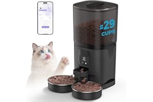 PAPIFEED 7L Automatic Cat Feeder for 2 Cats - 2.4G WiFi Timed Auto Feeder with APP Control, Cat Food Dispenser with Alexa for Multiple Cats, Detachable for Easy Clean, 1-10 Meals Per Day - Black