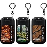 AQUA BLANCE Pocket Size Body Spray for Men, with Removable Hook, 3 Pack | Travel Size Card-Style Portable Refreshing Spray, Spiced Amber, Citrus Moss, Ginger Wood