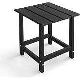 Kromax Outdoor Side Table, Small Outdoor Table, Black | Adirondack Square Outdoor Patio Table, Easy Maintenance &amp; Weather Resistant, HDPE End Tables for Backyard, Pool, Patio, Porch