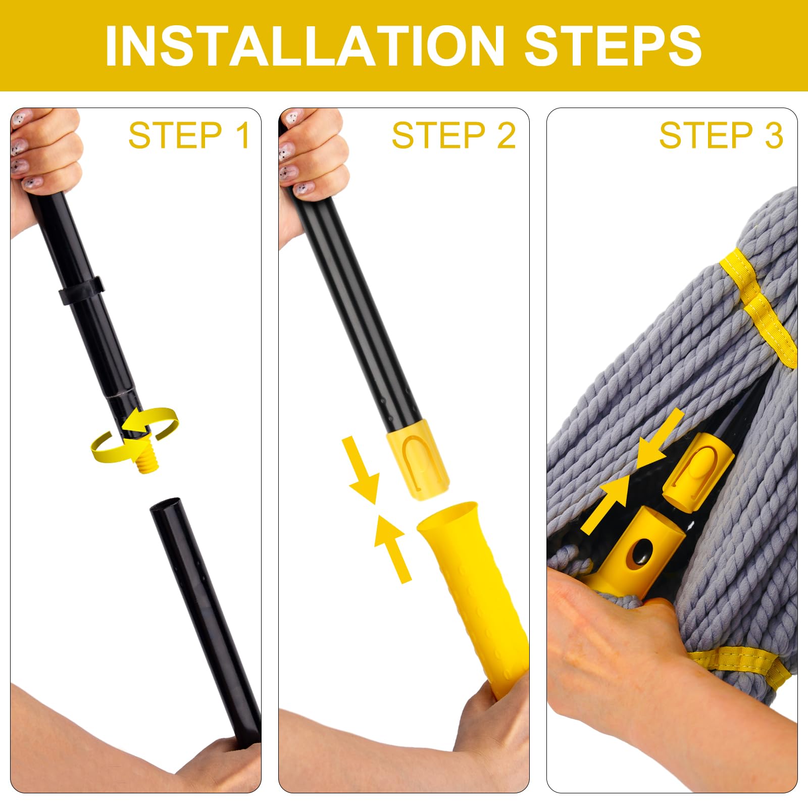 Self Wringing Twist Mop, Wet Mop for Floor Cleaning with 57 