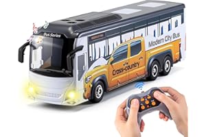 TAKGUD 9 Channel RC Bus for Kids, 2.4G Remote Control City Buses with LED Lights & Music, Model Vehicle Car with 2 Batteries, Birthdays Gift for Children Boys Girls Ages 3+ (City Bus)