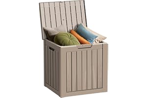 Yardgrace 30 Gallon Waterproof Deck Box, Lockable Resin Storage Box for Patio Furniture Cushions Garden Tools and Outdoor Delivery Storage, Coffee