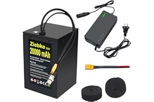 Wroyeti 72V 20Ah Electric Bike Lithium Ion Battery with with Metal Case & On/Off Switch, XT90 Extension Cord, Double Sided Hook Loop Rolls Fit 200-3000W Motors