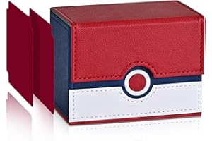UAONO MTG Card Deck Box for Trading Cards,Sideload Commander Deck Box Fits 120+ Sleeved Cards, PU Leather Card Storage Box for Magic YuGiOh PTCG Cards (P- Red&White)