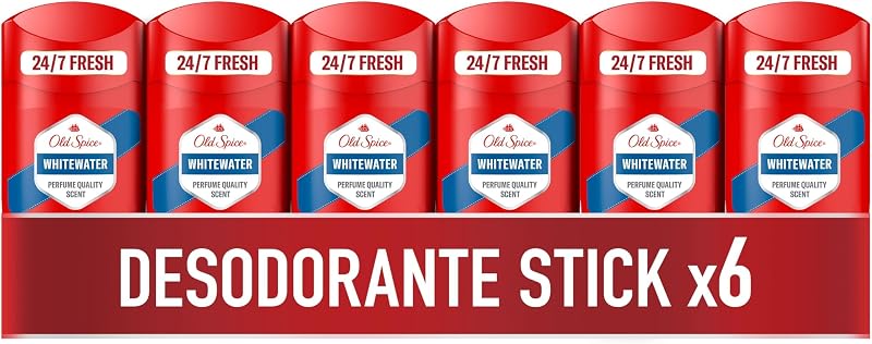 Barra de desodorizante para águas bravas para homens 50 ml x 6, fresca 24 horas, todos os dias com uso diário, perfume duradouro, fragrância excecional, proteção contra maus odores