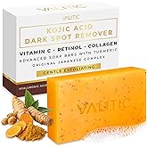 VALITIC Kojic Acid Soap - Turmeric Soap for Dark Spots for Face and Body - Exfoliating Bar for Hyperpigmentation, Skin Tone Corrector with Retinol, Vitamin C, Collagen and Hyaluronic Acid - 1 Pack