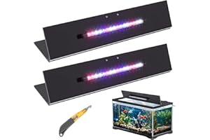 Sieral Aquarium Lids Polycarbonate Canopy with LED Light 2 Pcs Set 22.95 x 11.5 x 0.12 Inch for 33/40/55 Gallon with Center Brace Aquariums Cover Fish Tank Lid with a Hook Knife, Black