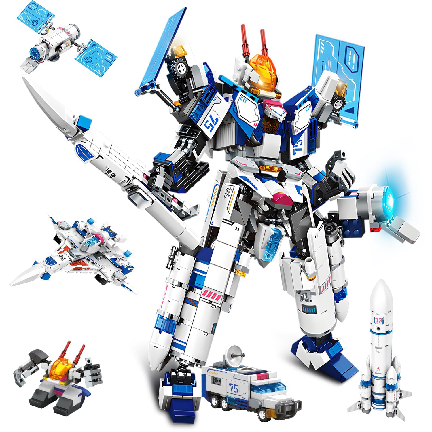 Photo 1 of Verwisdon 840 Piece Mech Robot Transforming Building Set, 5 in 1 Aviation Mech Aerospace Building Block Kit, Cool Robots Model Toy Building Sets, Birthday Gift for Boy,Teens and Adults