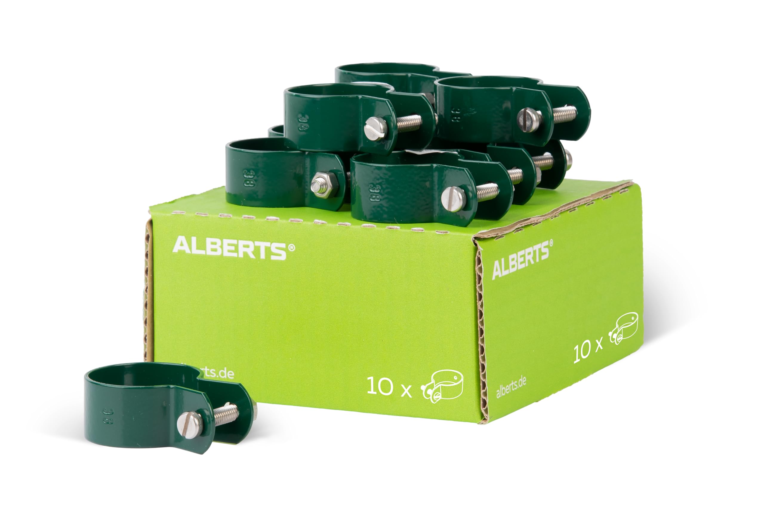 GAH-ALBERTS 655211 Pack of 10) for Fastening Post Bracers Galvanised Green Plastic-Coated RAL 6005 Diameter 40 mm (German Import)