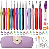 Crochet Hooks RealPlus 14 Pcs 2mm(B)-10mm(N) Ergonomic Crochet Hook Set for Arthritic Hands, Crochet Kit for Beginners with S