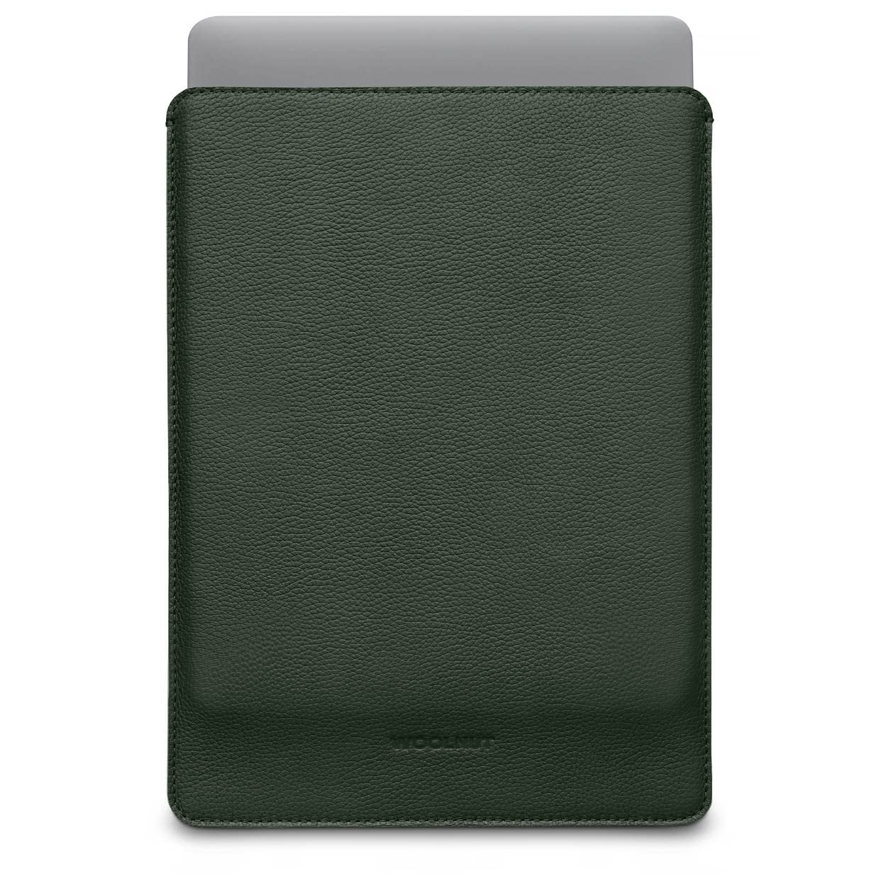 WOOLNUT Sleeve Case for MacBook Pro 14 - Charge in Sleeve - Full-Grain Leather, Wool Felt Interior - Tailor-Made Fit - Scandinavian Design, Compatible with Apple MacBook Pro 14 inch - Green