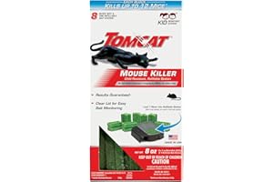 Tomcat Mouse Killer Child Resistant, Refillable Station with Clear Lid for Easy Monitoring, 1 Bait Station and 8 Refills