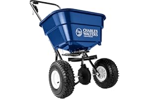 Charles Walters Equipment CW2000 Estate Style Broadcast Spreader for Spreading Fertilizer and Ice Melt on Lawns, Sidewalks, and Driveways, 65lb Capacity, 35" x 35"