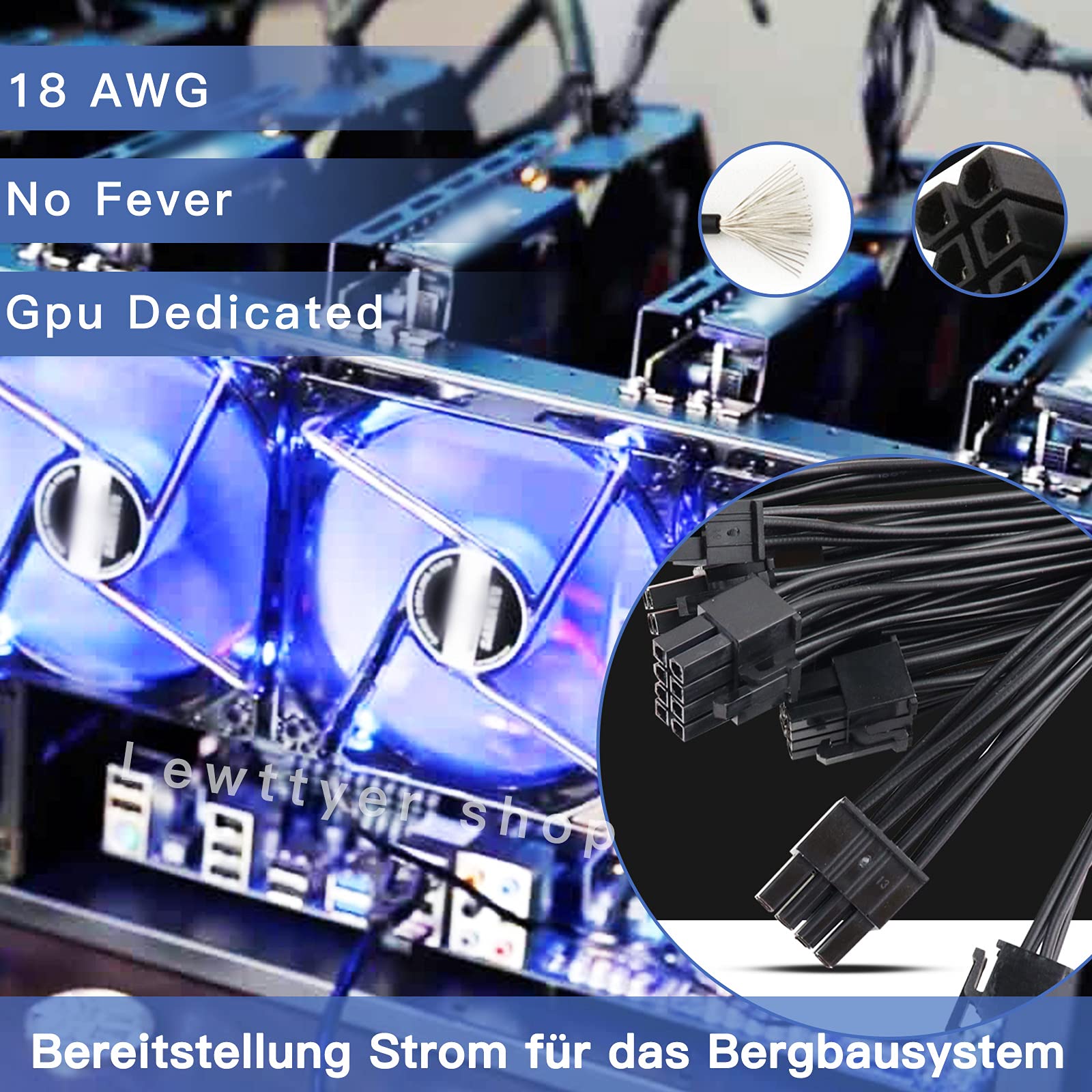 Lewttyer 20cm GPU Grafikkarten Y-Kabel 8Pin Auf 2X 8Pin 18Awg Grafikkarte Stromkabel Pcie Splitter 8 * (2+6) Pin Adapter Stecker Pci Express Kabel 2