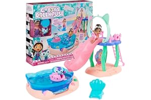 SPIN MASTER Gabby's Dollhouse, Purr-ific Pool Playset with Gabby and Mercat Figures, Color-Changing Mermaid Tails and Pool Accessories Kids Toys for Ages 3 and Up