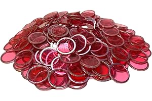 MR CHIPS Magnetic Bingo with Metal Ring 3/4 Inch 100 Upgraded Pieces Transparent Available in 7 Colors A Reusable Bag