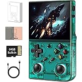 GiipGoop RG35XX Pro Handheld Game Consoles RG35XXPro Retro Gaming Console with 64GB Card 4353 Games Video Game Console Pocket Arcade Support 30+ Simulators WiFi Bluetooth HD Output Transparent Teal
