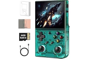 GiipGoop RG35XX Pro Handheld Game Consoles RG35XXPro Retro Gaming Console with 64GB Card 4353 Games Video Game Console Pocket Arcade Support 30+ Simulators WiFi Bluetooth HD Output Transparent Teal