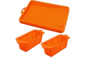 RXSIAT Silicone Grease Cup Liners & Spatula Mat For 36 28 22 17 Inch Blackstone Griddle Grease Catcher Grill Grease Tray Blackstone Accessories, Reusable Grill Drip Pans, Orange