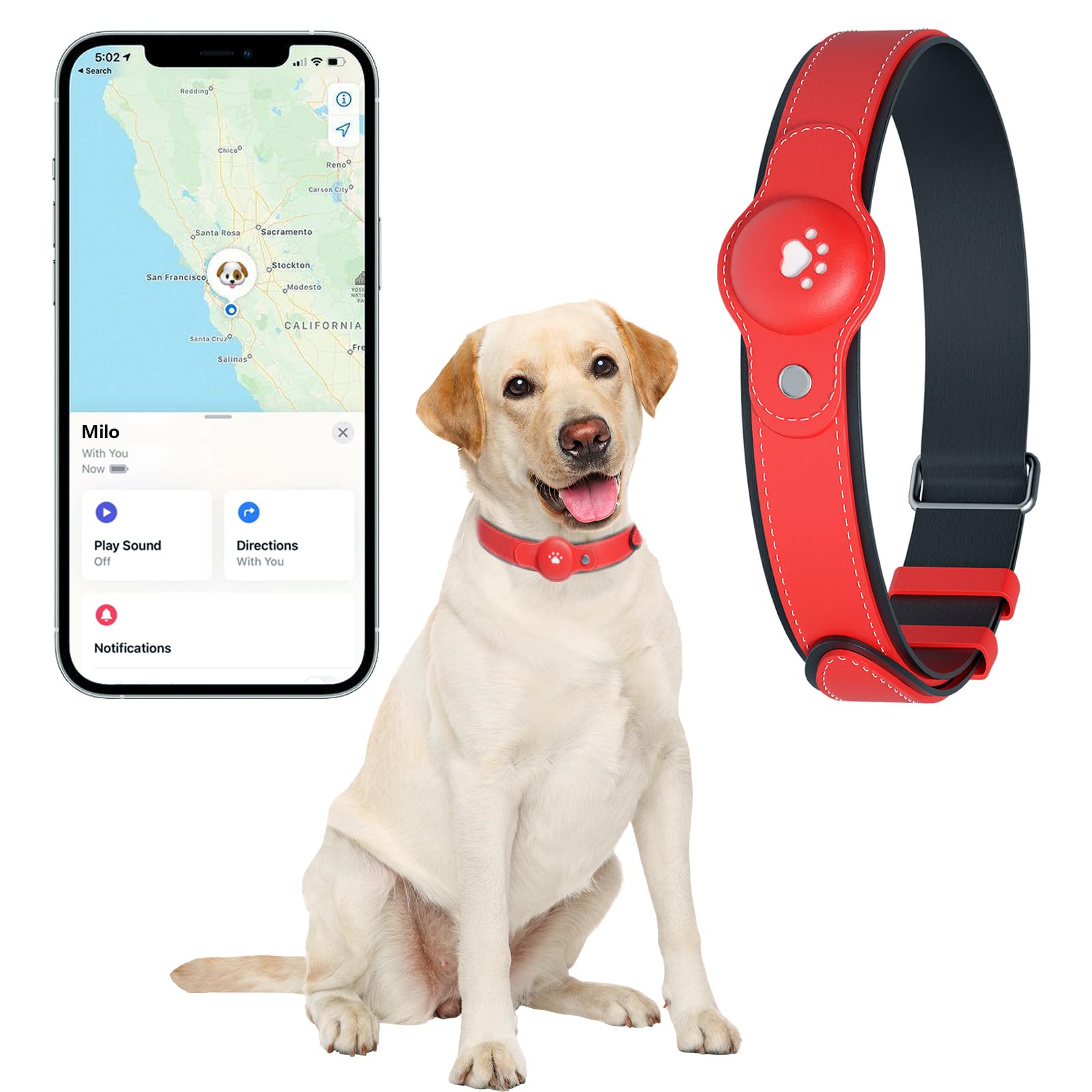 Photo 1 of 2-in-1 GPS Tracker for Dogs: Smart Collar with Real-Time Location, No Monthly Fee, Unlimited Range (iOS Only) GPS Tracker Dog Collar- Ideal for Small, Medium Large Dogs(Tracker Included)