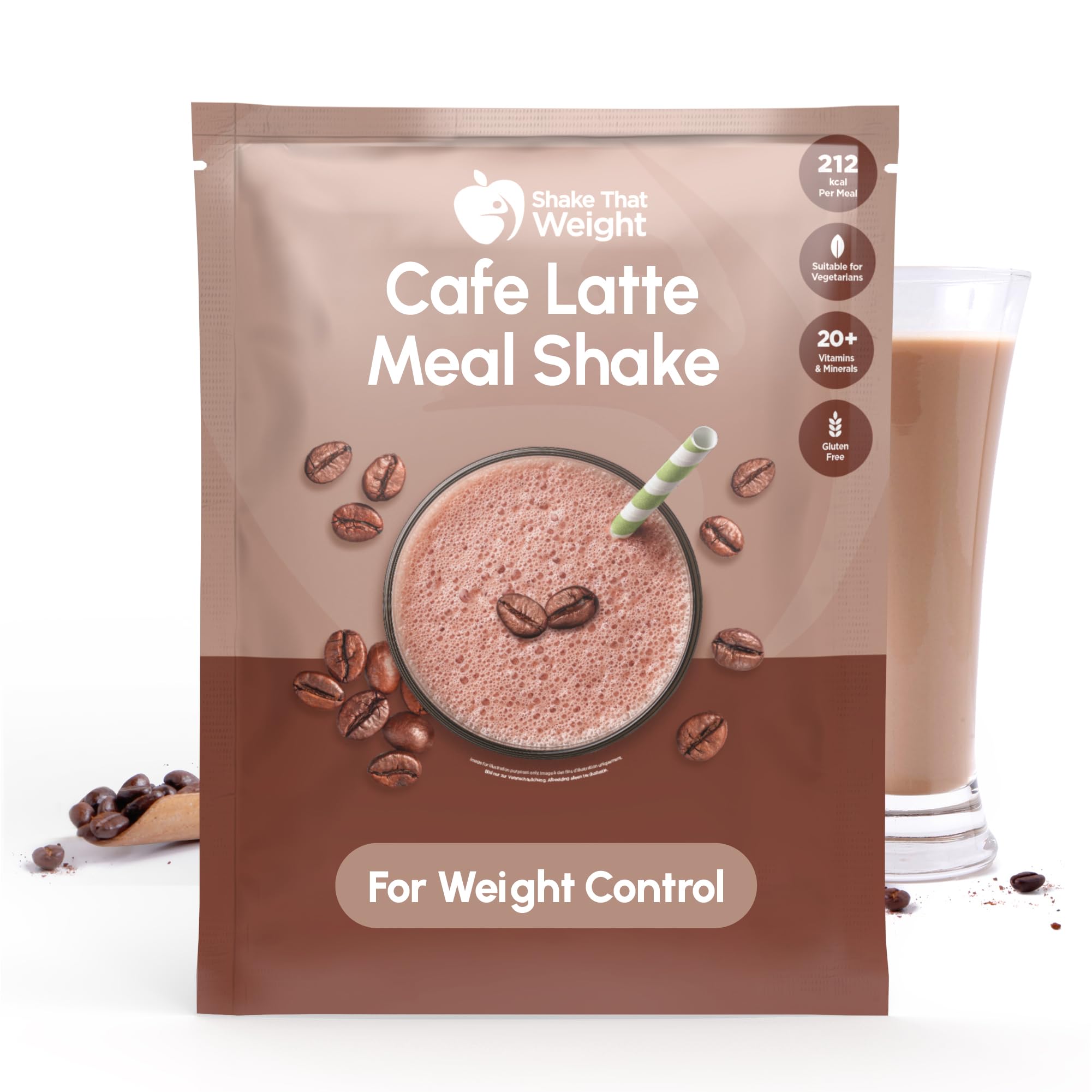 Shake That Weight 10x Diet Shakes - Cafe Latte Meal Replacement Plan for Weight Loss - Very Low-Calorie Diet - VLCD - High Protein, High Fibre, Gluten Free, Vegetarian