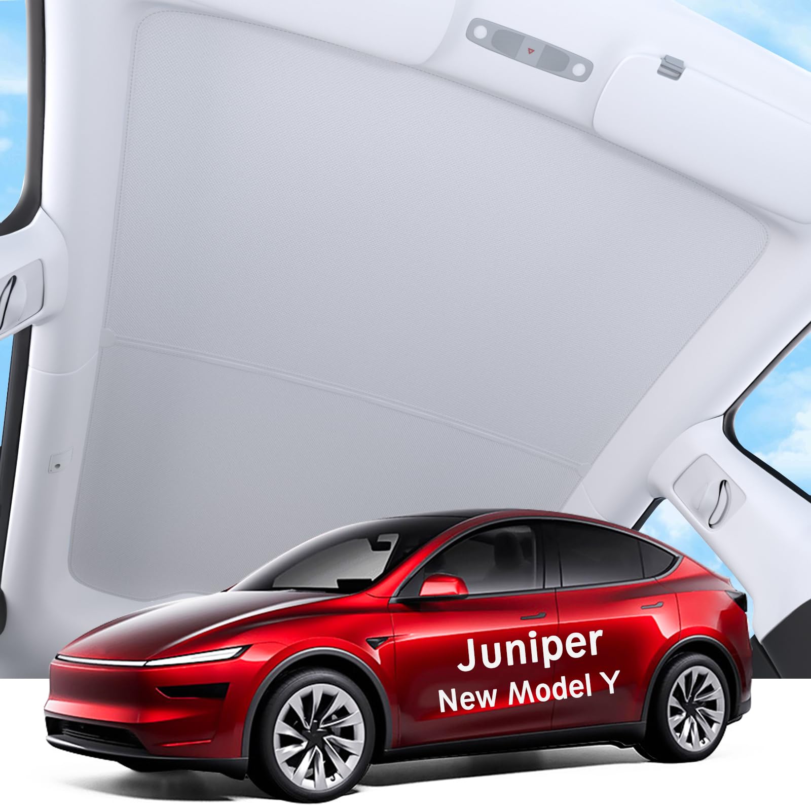 Photo 1 of (black/used/fair) SUMK 2025 Upgrade Magnetic Sunshade Roof for Tesla Model Y Juniper Accessories, [Never Sag & No Light Leakage] Nano Ice-Crystal Heat Insulation Glass Roof Shade for Model Y Launch 2025 2026-2PCS