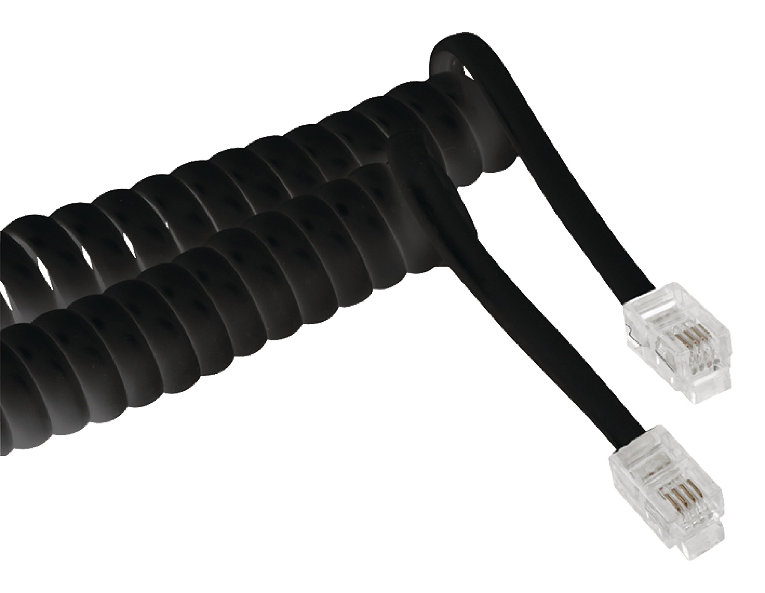 KnnX 28087 | Telephone handset stretchy coiled spiral curly cable | extends from 80cm to approximately 3 metres | Black