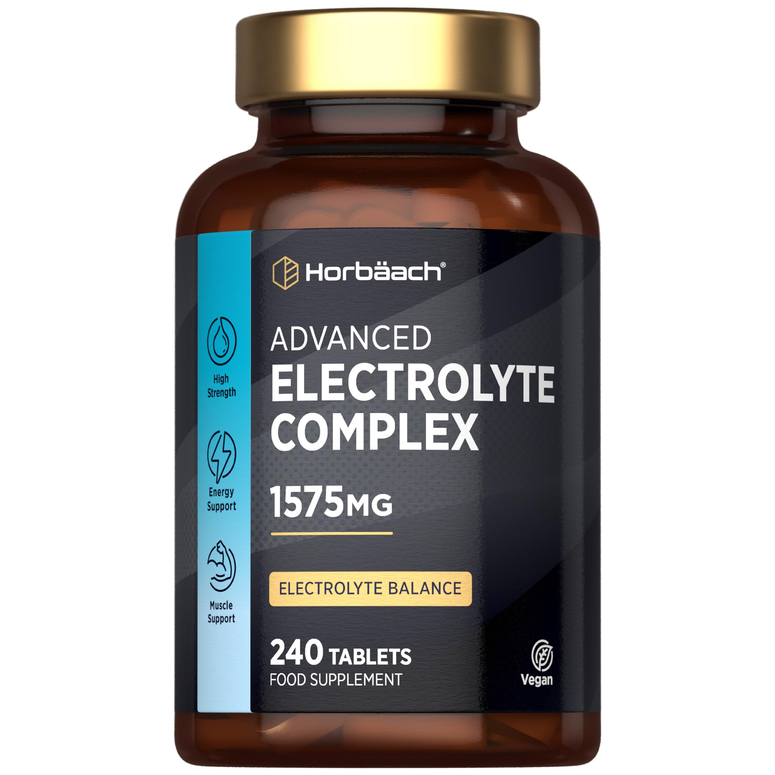 Electrolyte Tablets 1575mg | 240 Vegan Tablets | Ready to Drink Powder & Sachet Alternative | Sugar Free Complex with Potassium, Chloride, Calcium, Magnesium & Sodium | by Horbaach