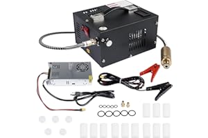 4500PSI Portable PCP Air Compressor, 12V DC/110V AC, Fast Inflation for Paintball, Air Rifle, Scuba Tank, Built-in Fan, Oil Free, Lightweight & Easy to Carry, Black Mixizap