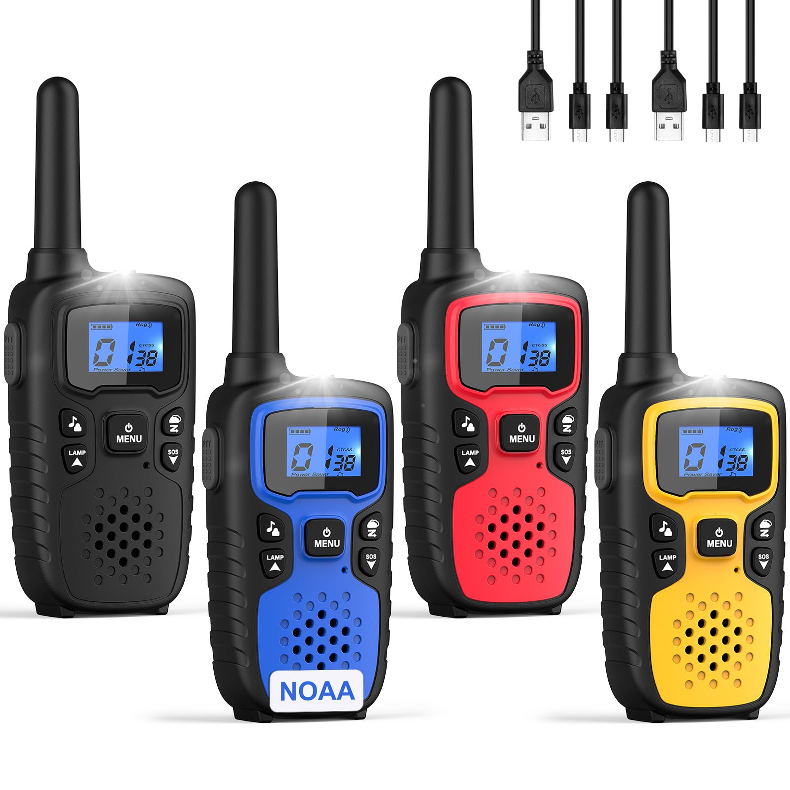 Photo 1 of ***POSSIBLY FOR PARTS/ MISSING ASSEMBLY PIECES & BATTERIES *** Wishouse Walkie Talkies for Adults Long Range-Rechargeable 4 Pack 2 Way Radios, Hiking Accessories Camping Gear Xmas Birthday Gift for Kids Family with Lamp,SOS Siren,NOAA Weather Alert,Easy t