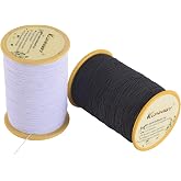 KONMAY 0.5mm Elastic Sewing Thread, 1100 Yards Black&amp;White | Stretchy Sewing Thread for Knitting, Shirring, Smocking, Gathering,Ruching, Beading