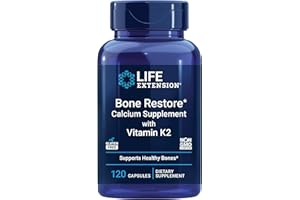 Life Extension Bone Restore with Vitamin K2 – Bone Health Supplement for Strong Bones – 3 Types of Absorbable Calcium, Vitamins D3 and K2, Minerals – Gluten-Free, Non-GMO – 120 Capsules