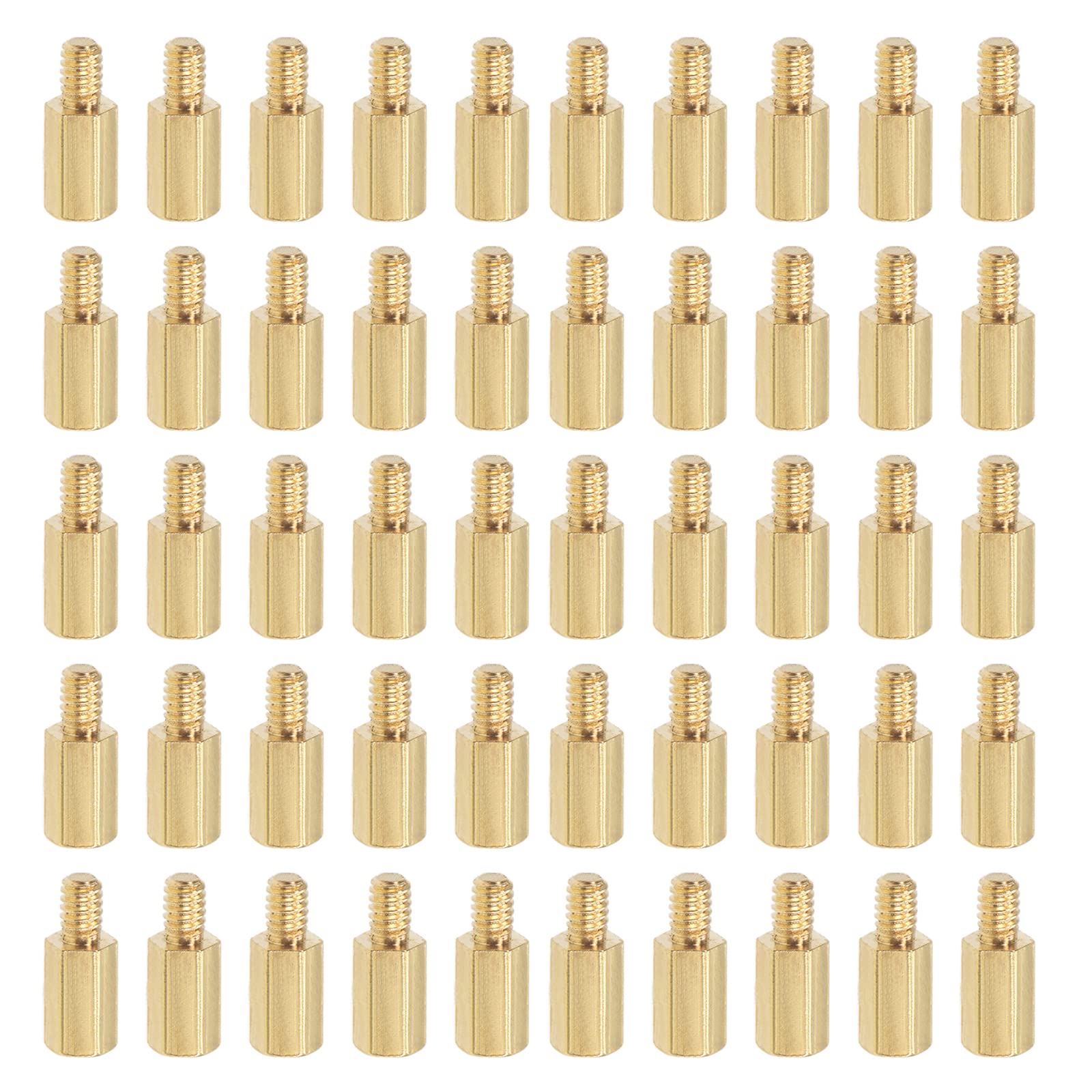 YOKIVE 50 Pcs M2 Standoff Screws, Brass Hex PCB Standoffs, Keep Height Consistent, Great for Motherboard (Gold Tone, 5mm+3mm)