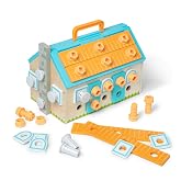 Melissa &amp; Doug Build-A-House Wooden Toolbox Pretend Play Construction | 51 Pieces, House-Shaped Toolbox, 4 Kid-Friendly Tools, Construction Pretend Play, Preschool Learning Toys for Kids, Ages 3+